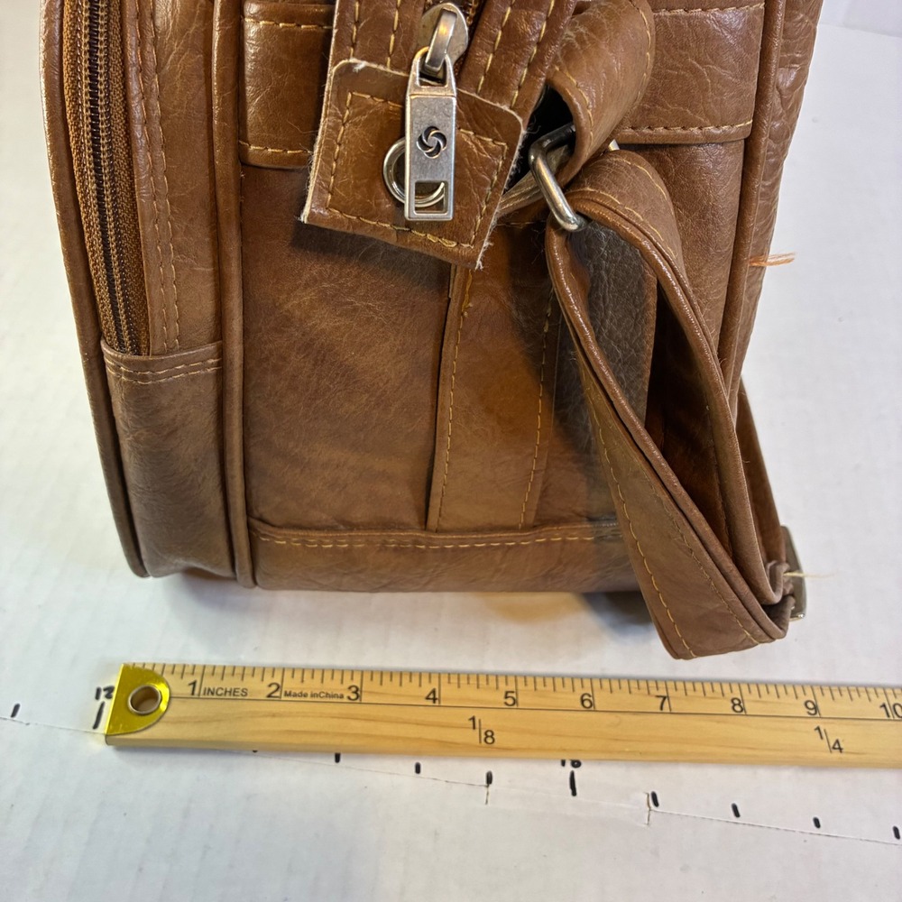Samsonite Silhouette II Vintage Brown Faux Leather Messenger Bag Carry On Mens - Picture 7 of 16